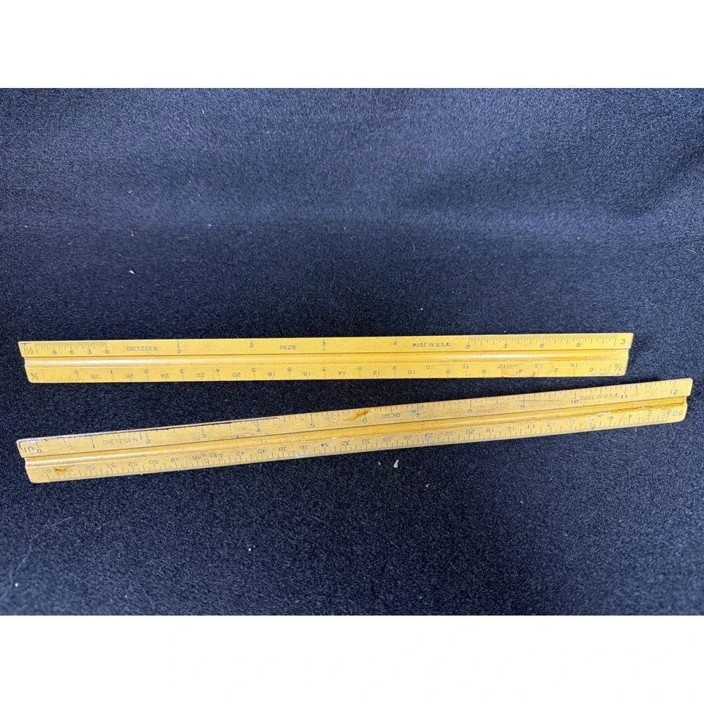 Vintage Dietzgen 11626 11636 Triangular Architect Engineer Scale Rulers USA 12in